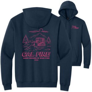 CAL FIRE Cares Enough to Wear Pink 2026 Bulldozer Dark Navy Pullover Hooded Sweatshirt [PREORDER]